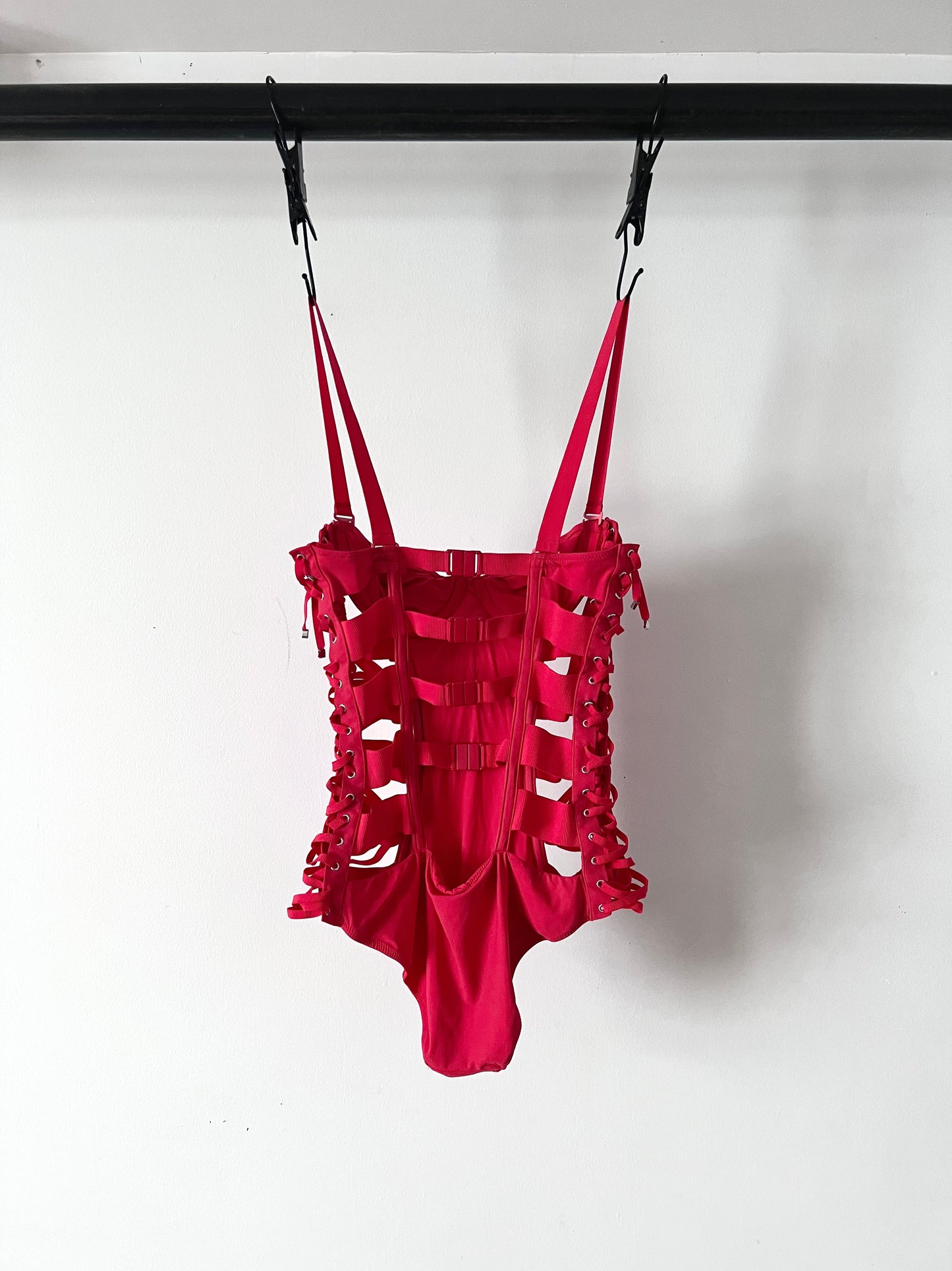 Jean Paul Gaultier x La Perla Bondage Swimsuit Red