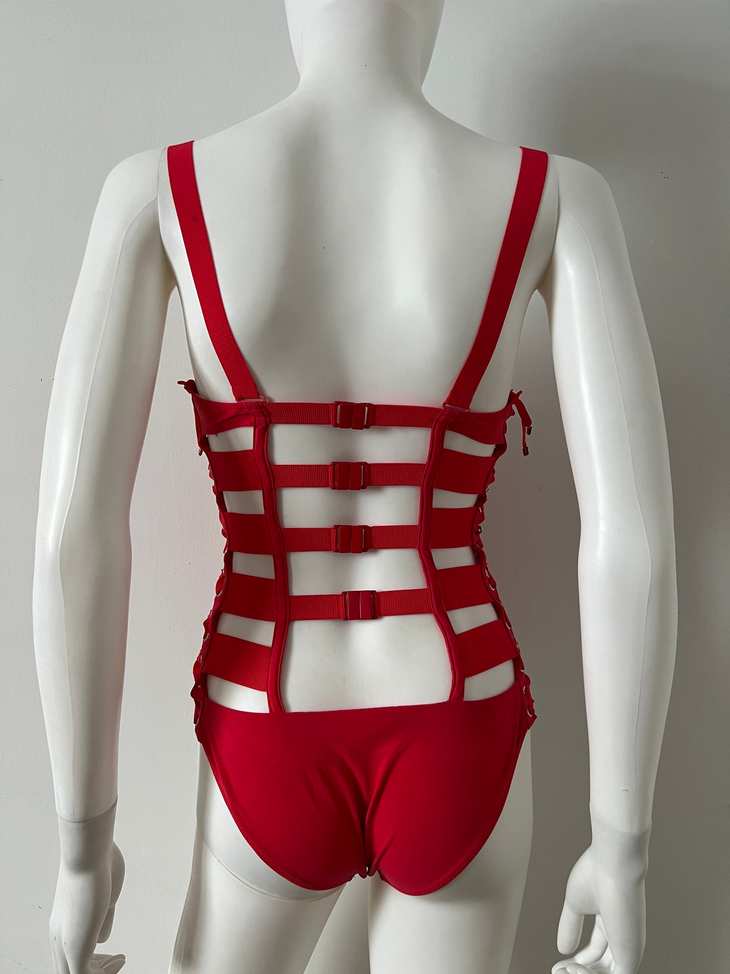 Jean Paul Gaultier x La Perla Bondage Swimsuit Red